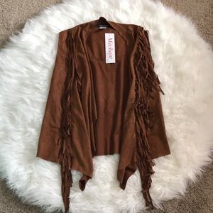 Brown fringe vest